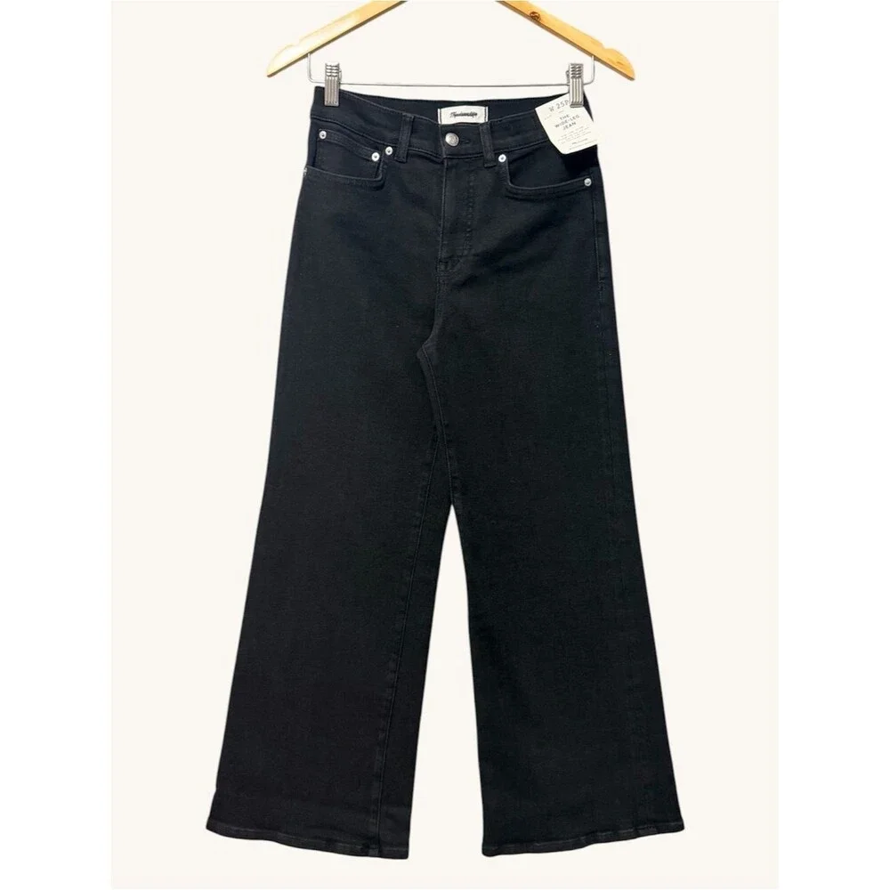 Madewell Black Wide Leg Jeans NWT Size 25P High Rise Full Length